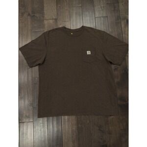 Carhartt Men's Short Sleeve T-Shirt Brown Size 2XL Pocket Logo Original Fit